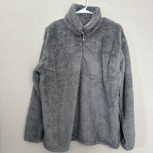 Eddie Bauer Plush Grey Zip Shirt